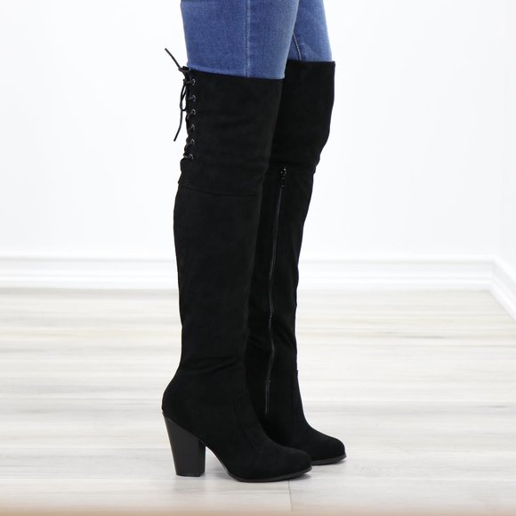*Restock Thigh High Heeled Boots With Lace Up Back - Picture 6 of 16